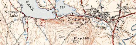 USGS Topo Map of Norway Village - 1949